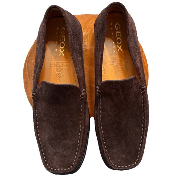 Men's Geox Respira Brown Suede Loafers Size 42 US 9 - Picture 1 of 6